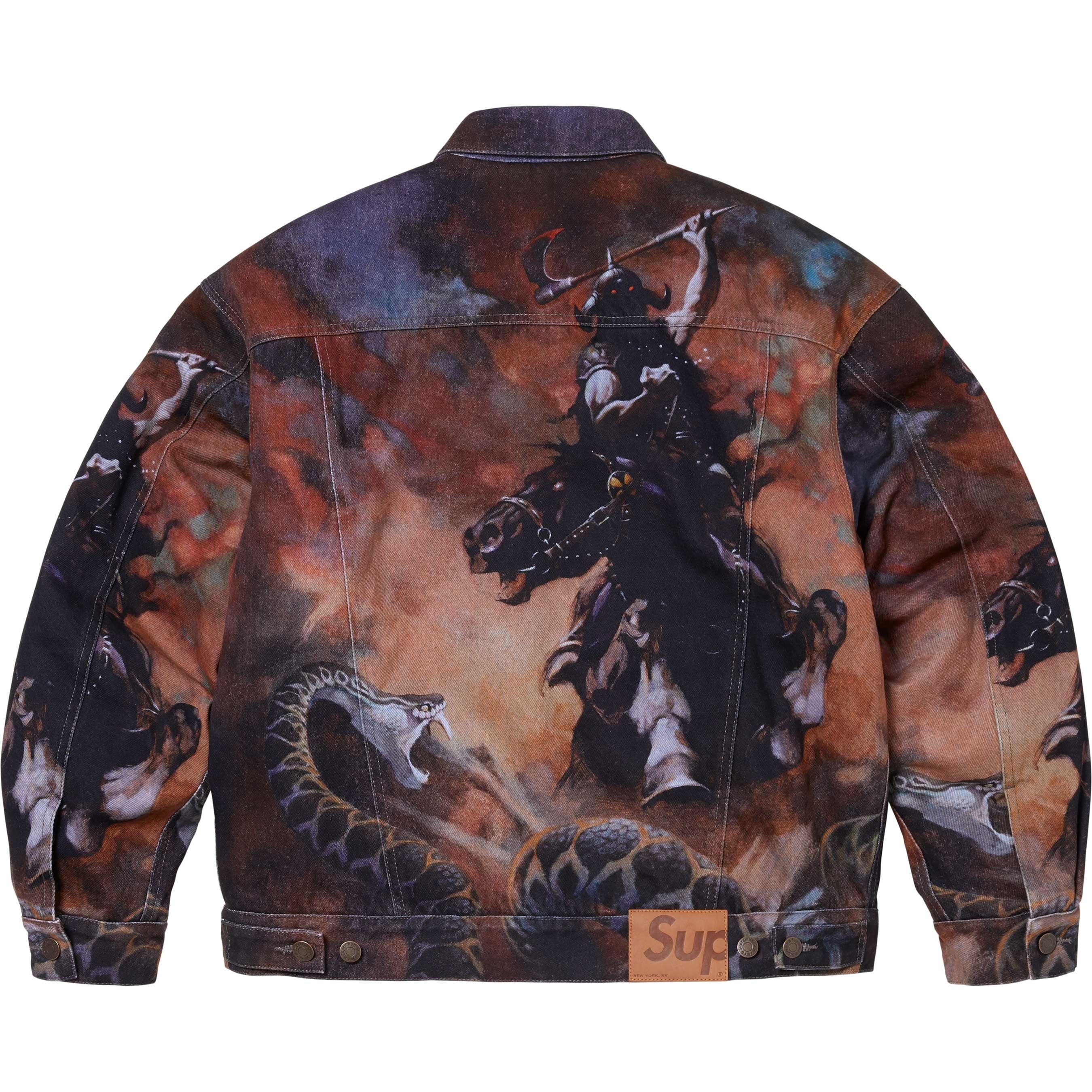 Supreme/Frank Frazetta Faux Shearling Lined Trucker Jacket view 7